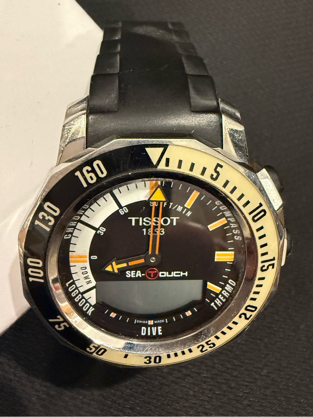 Tissot Sea-Touch Men’s Watch - Black, Silver & Orange Accents